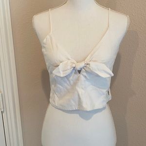 Abercrombie White Linen Top with Front Bow, Med